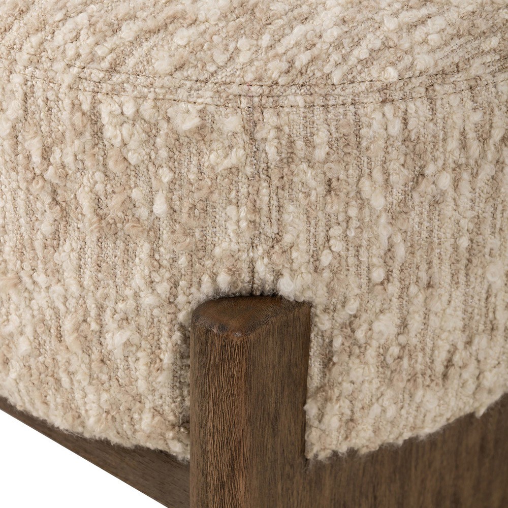 Leith Modern Classic Cream Boucle Brown Wood Bedroom Bench - 60"|