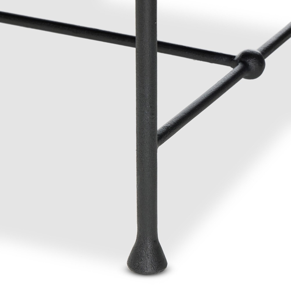 Leona Modern Classic Cream Boucle Black Iron Bedroom Bench|