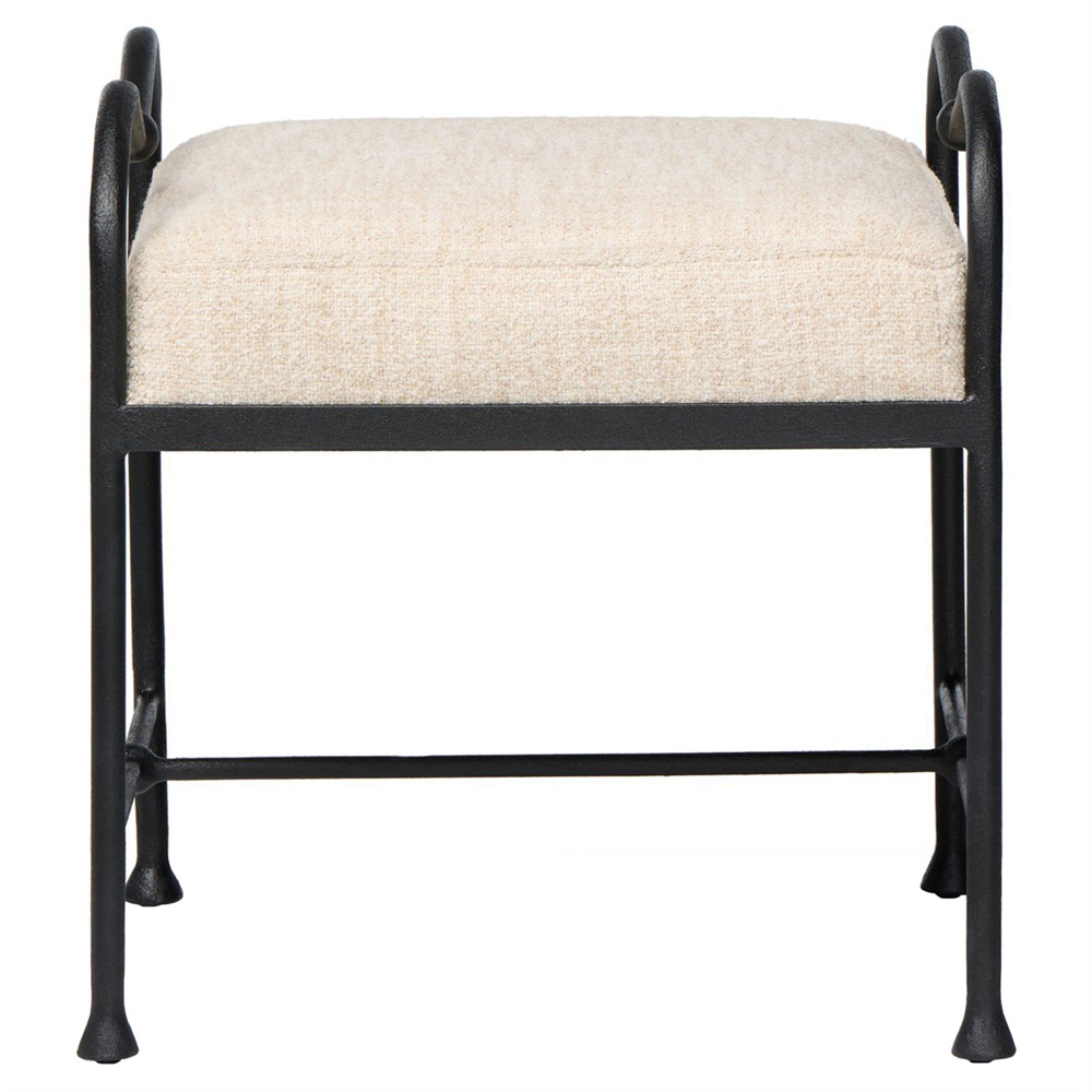 Leona Modern Classic Cream Boucle Black Iron Stool|