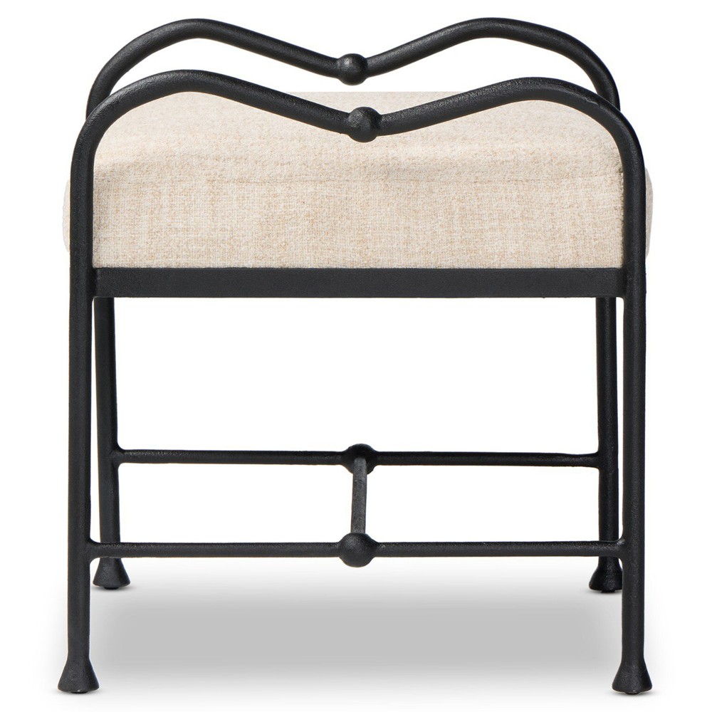 Leona Modern Classic Cream Boucle Black Iron Stool|