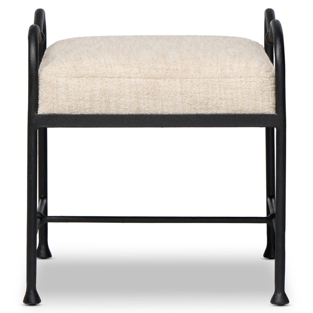 Leona Modern Classic Cream Boucle Black Iron Stool|