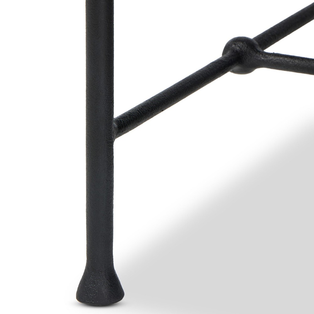 Leona Modern Classic Cream Boucle Black Iron Stool|