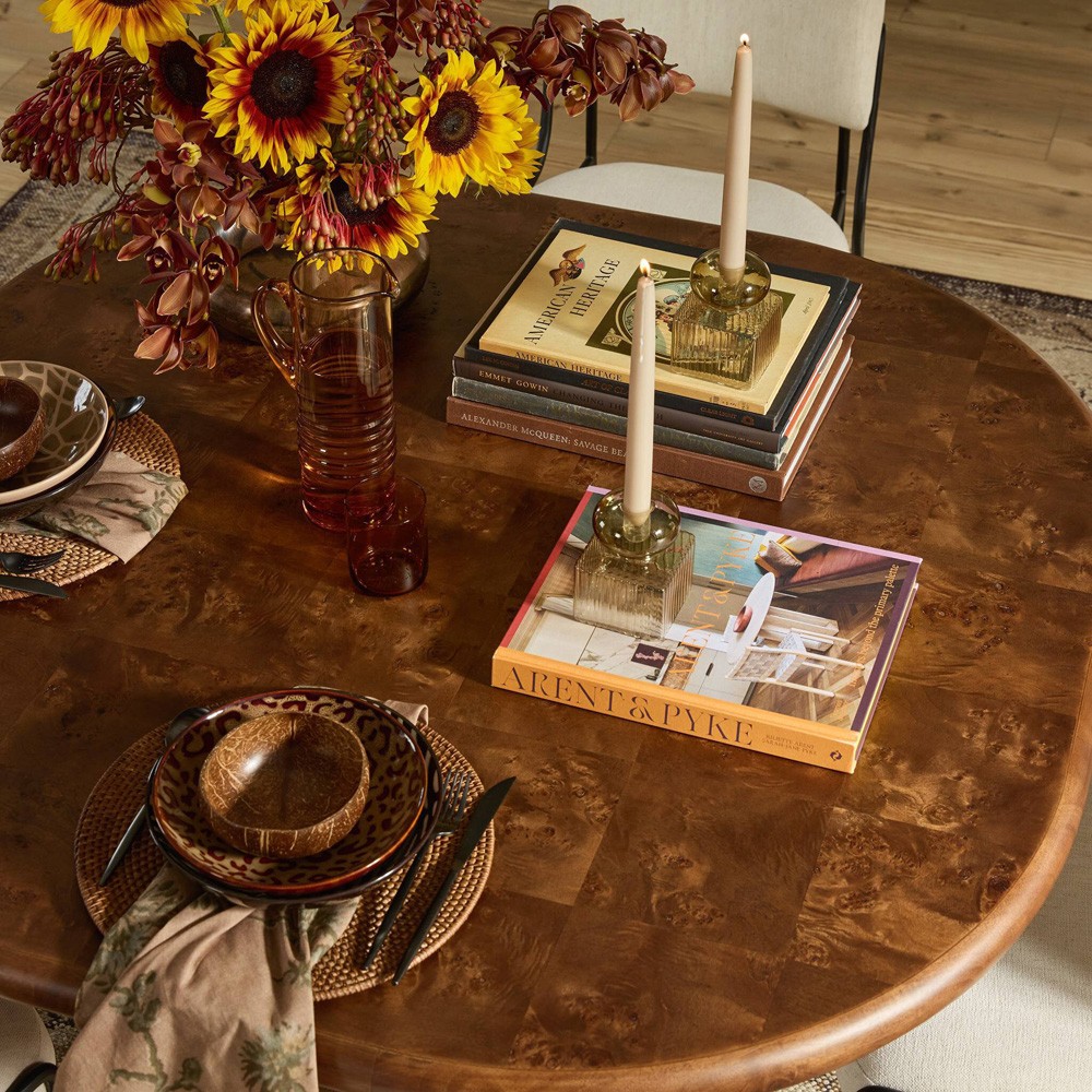 Malko Dark Brown Mappa Burl Dining Table - 48