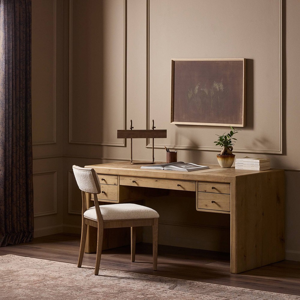 Nico Modern Classic Palermo Leather Natural Oak Desk|
