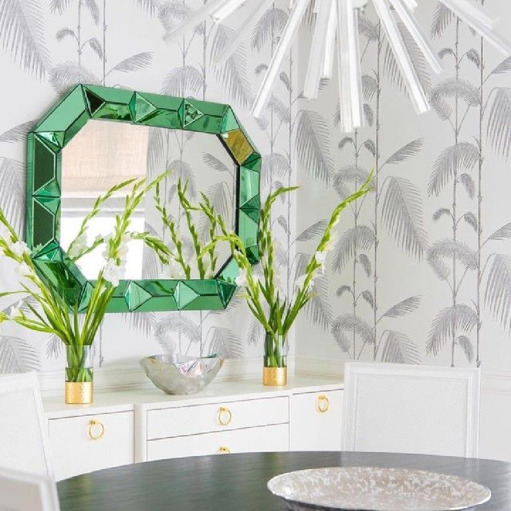 Romano Hollywood Regency Peridot Green Framed Wall Mirror|