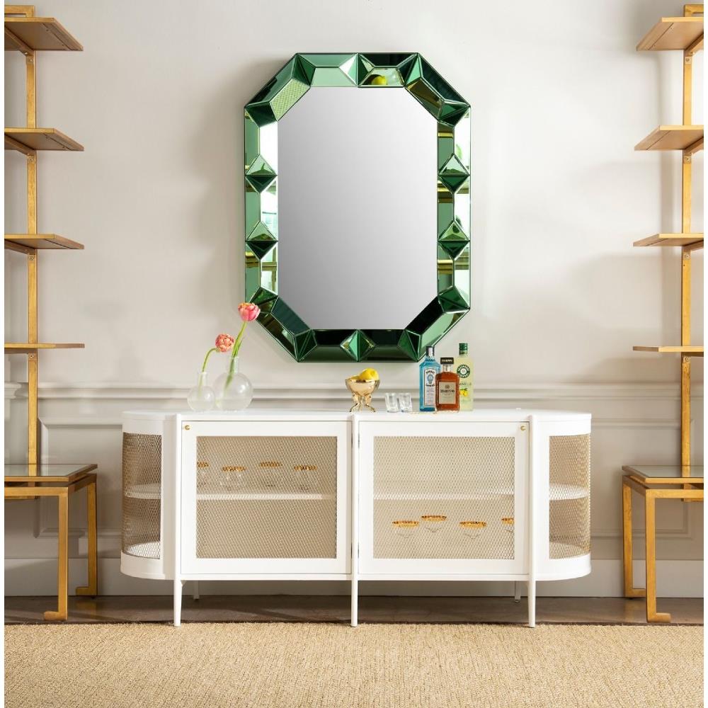 Romano Hollywood Regency Peridot Green Framed Wall Mirror|