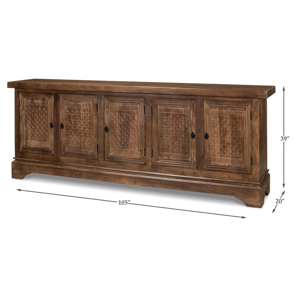 Christopher French Country Brown Mango Wood Sideboard|