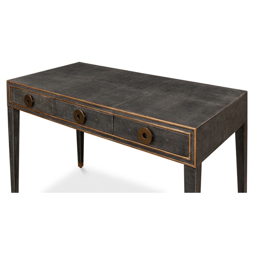 Levi Modern Classic Antique Grey Shagreen Leather Desk|