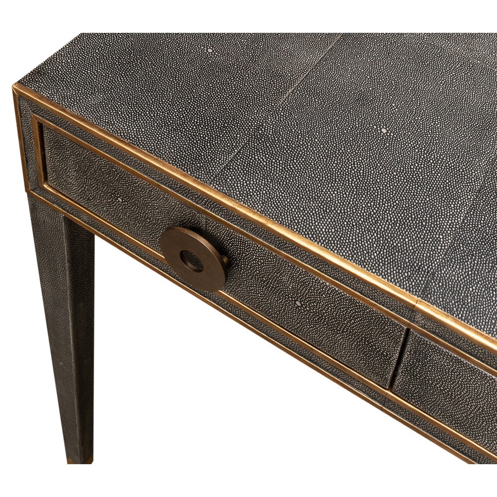 Levi Modern Classic Antique Grey Shagreen Leather Desk|
