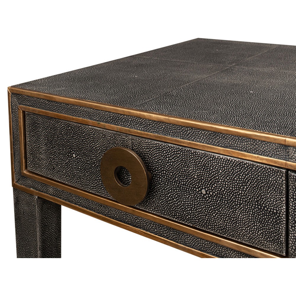 Levi Modern Classic Antique Grey Shagreen Leather Desk|