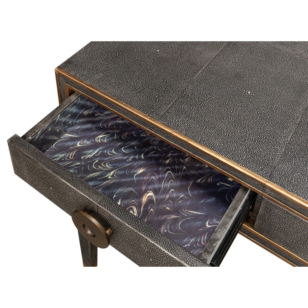 Levi Modern Classic Antique Grey Shagreen Leather Desk|