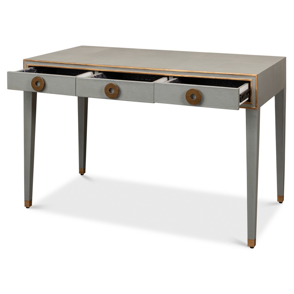 Levi Modern Classic Grey Shagreen Leather Desk|