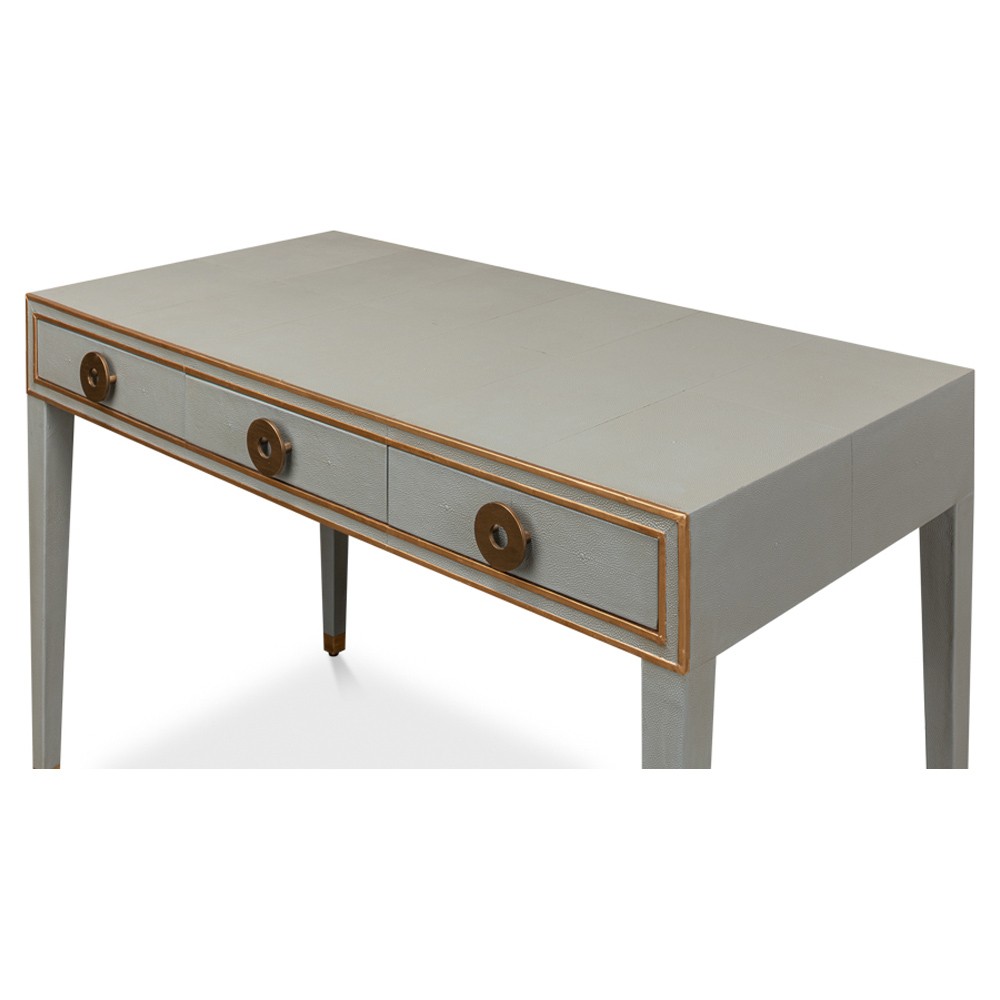 Levi Modern Classic Grey Shagreen Leather Desk|