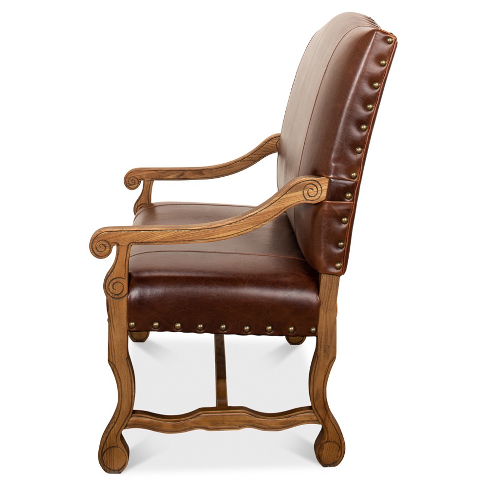 Jackson Updated Traditional Brown Leather Settee|