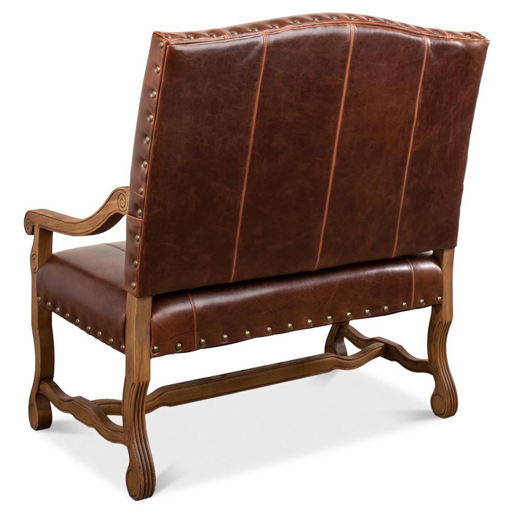 Jackson Updated Traditional Brown Leather Settee|