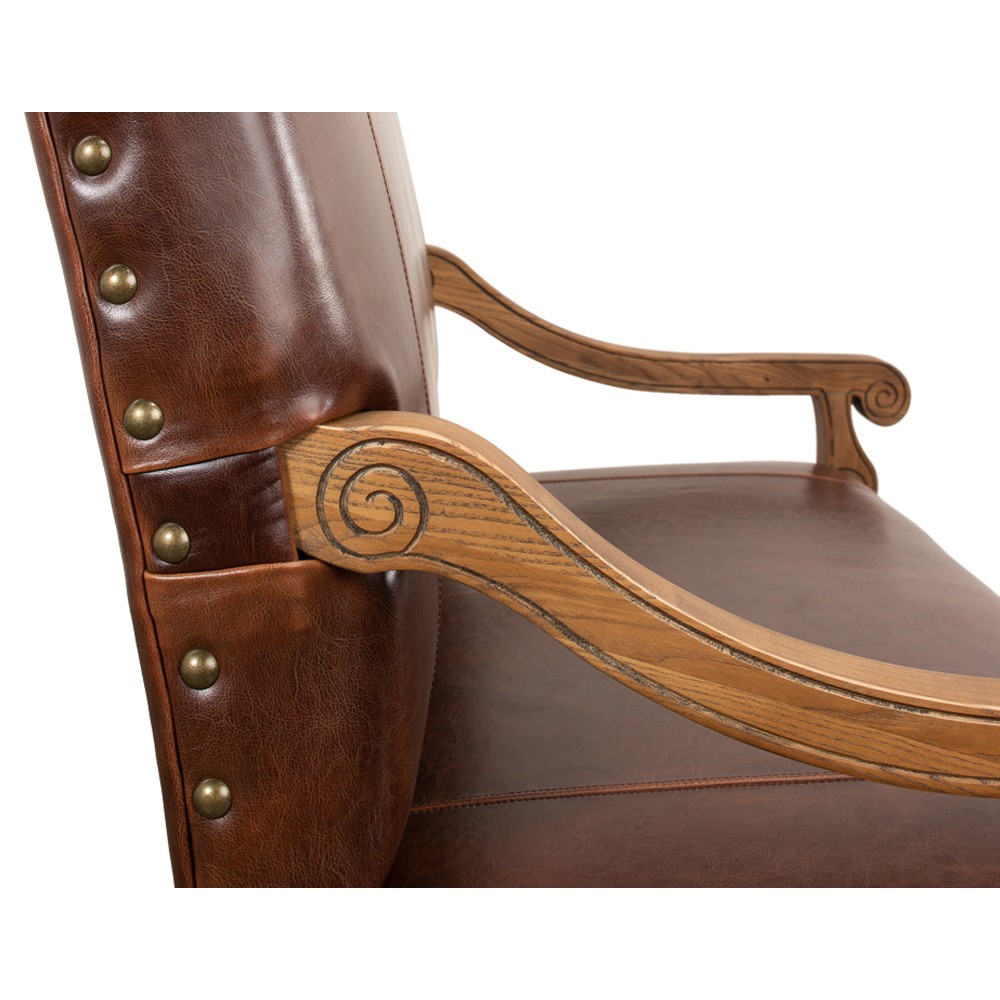 Jackson Updated Traditional Brown Leather Settee|