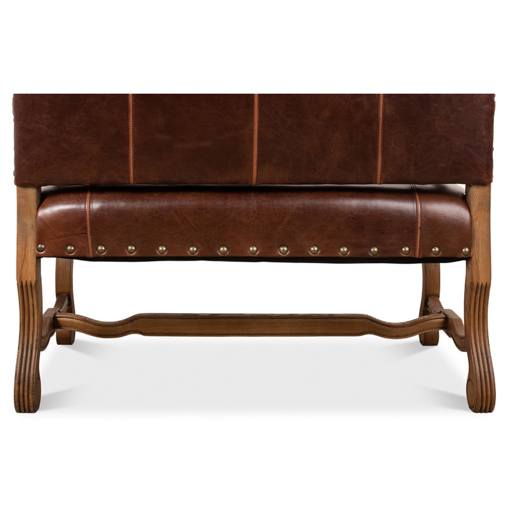 Jackson Updated Traditional Brown Leather Settee|