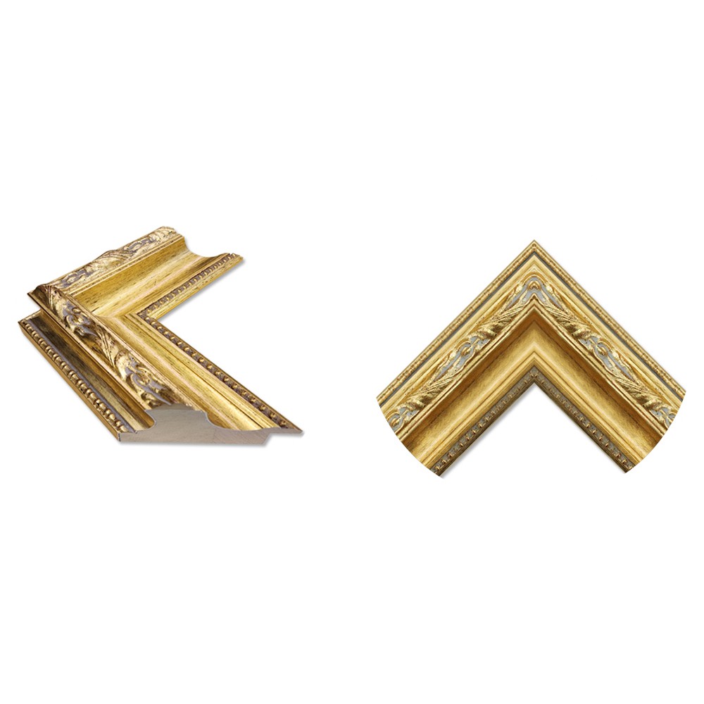 Soleia Updated Traditional Green Floral Gold Frame Illustration - 14x14|