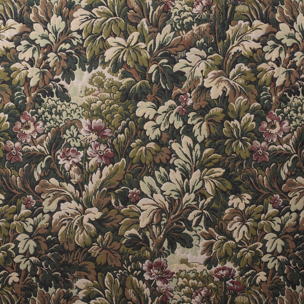 Sola Updated Traditional Laurel Grove Botanical Ottoman|