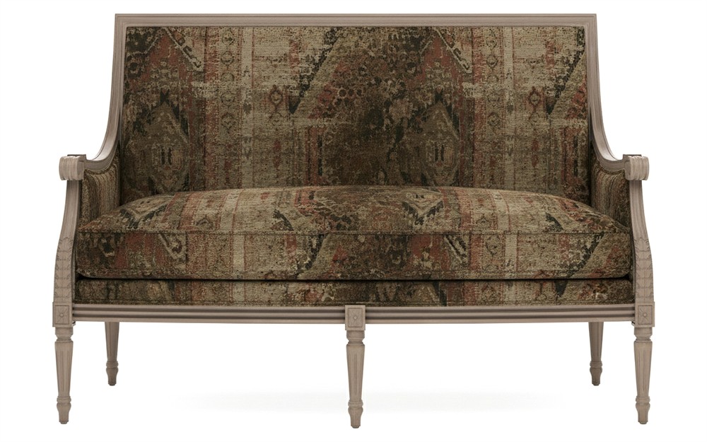 Juliette Burnt Umber Chenille Driftwood Settee|