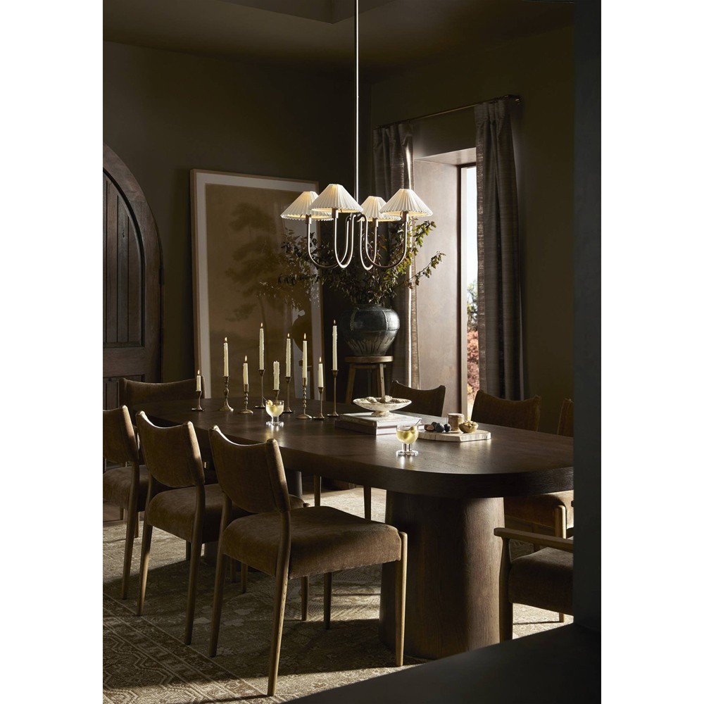 Lisette French Country Bronze Iron Pleated Shade Chandelier|