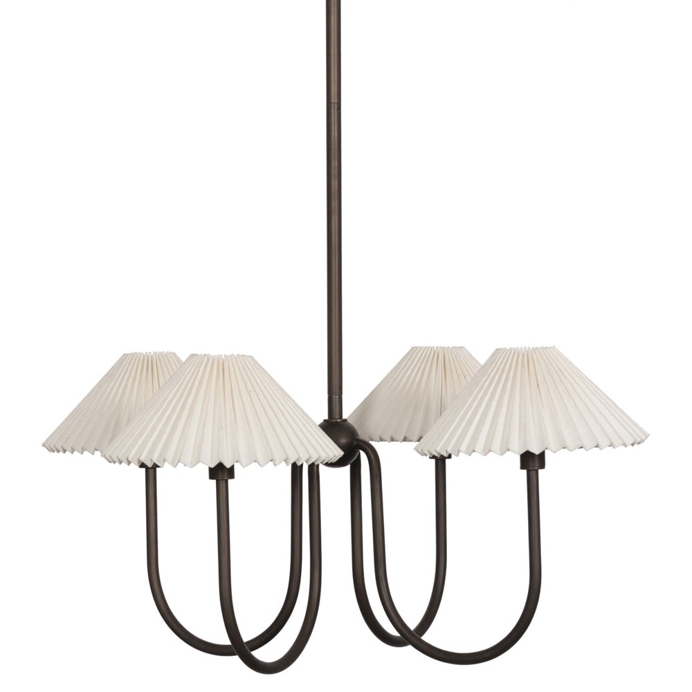 Lisette French Country Bronze Iron Pleated Shade Chandelier|