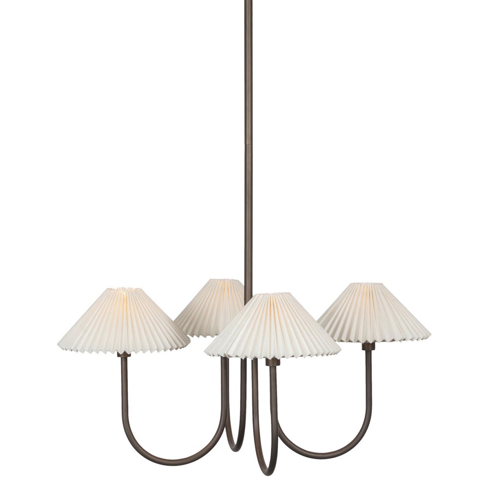 Lisette French Country Bronze Iron Pleated Shade Chandelier|