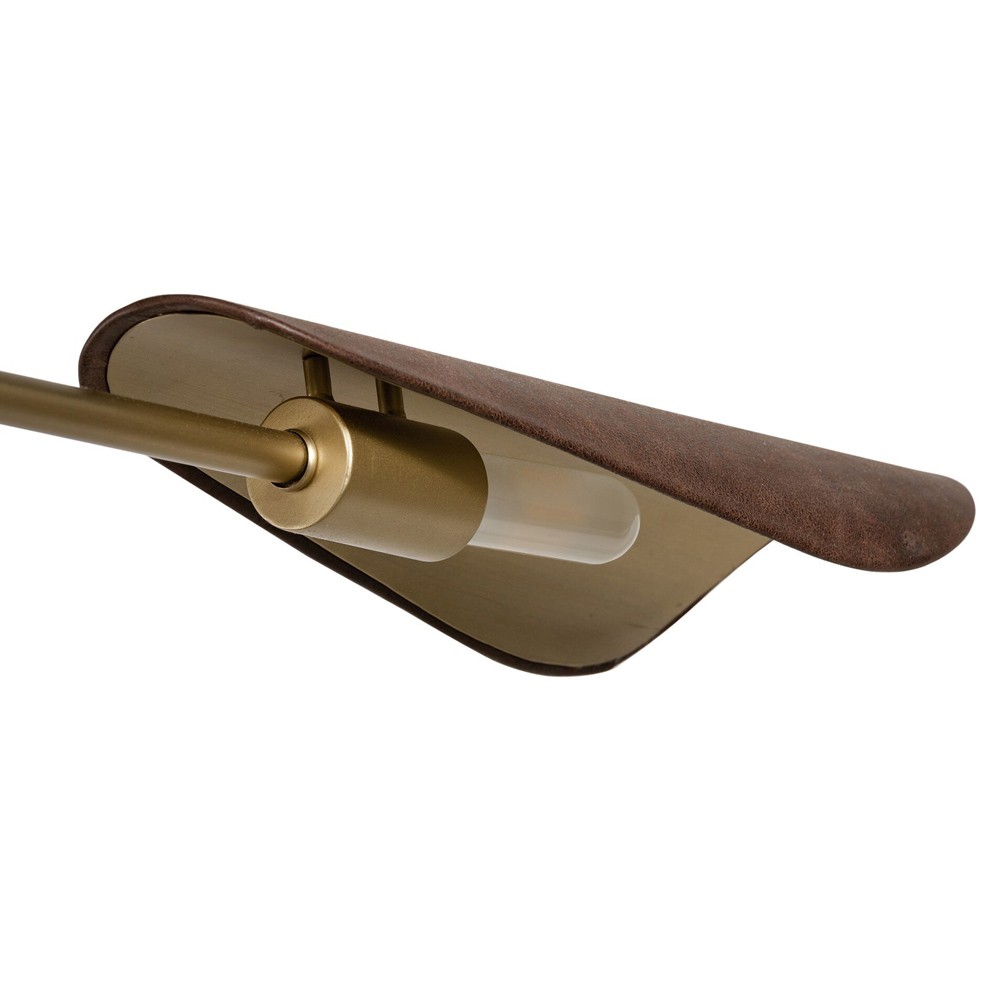 Ashton Rustic Brass Iron Brown Leather Shade Sputnik Chandelier|