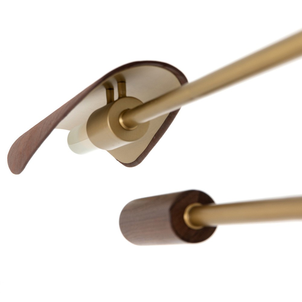 Ashton Rustic Brass Iron Brown Leather Shade Sputnik Chandelier|