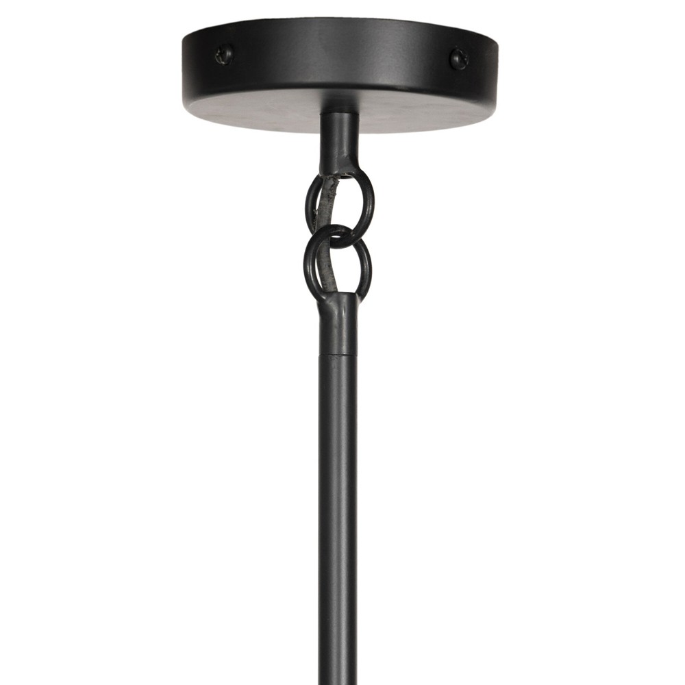 Hadwick Updated Traditional Brown Rattan Shade Black Iron Chandelier|