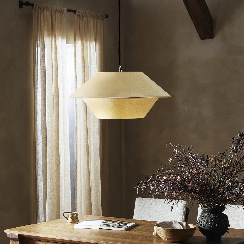 Mccarthy Modern Classic Beige Linen Shade Single Pendant|