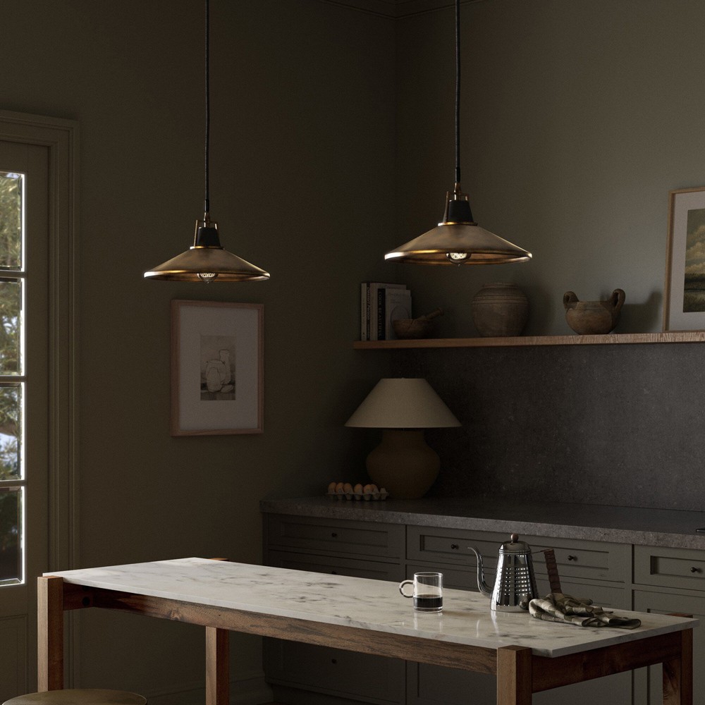 Novak Updated Traditional Antique Brass Iron Single Pendant|