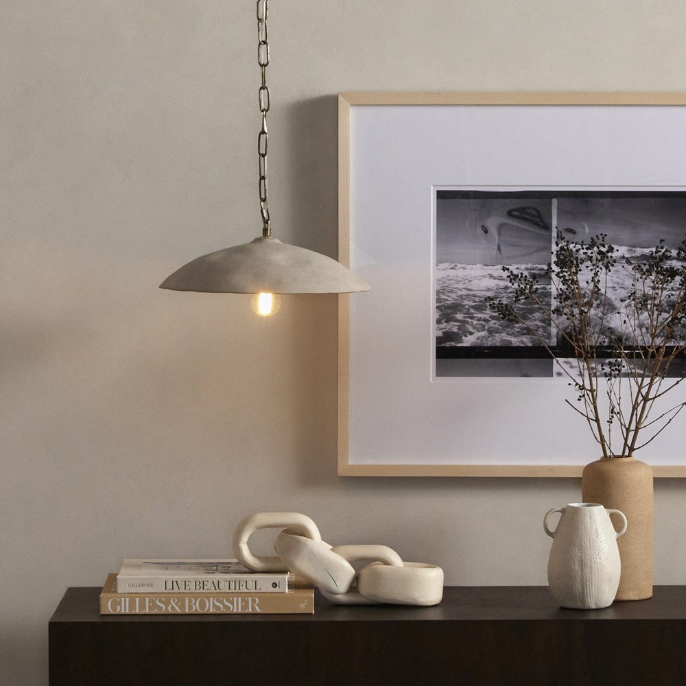 Filomenina Coastal Sand Ceramic Shade Single Pendant|