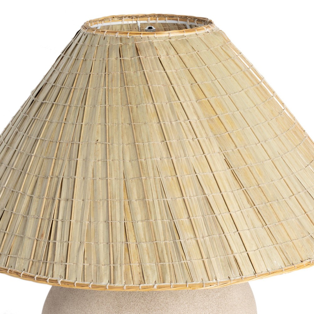 Cobb Coastal Beach Natural Palm Fiber Shade Sand Ceramic Table Lamp|