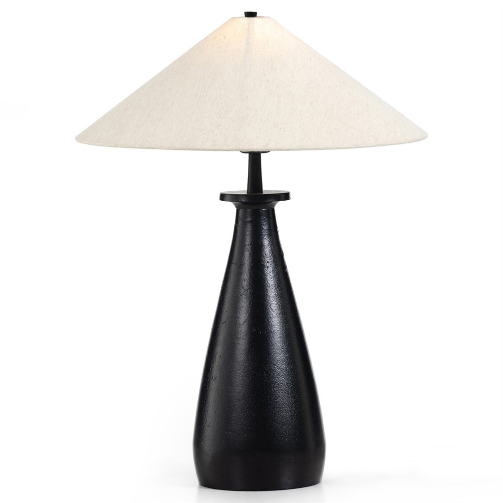 Iris Updated Traditional Matte Black Aluminum Table Lamp|