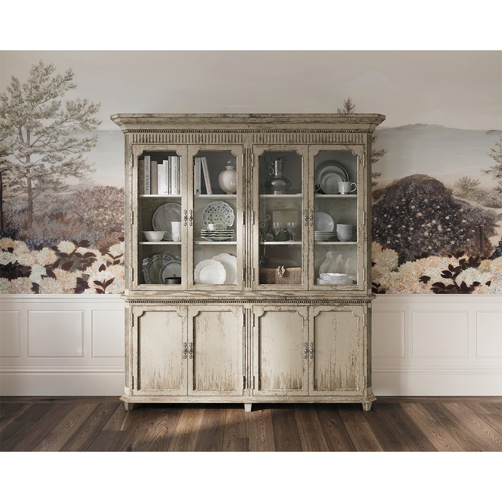 Melanie French Country Beige Distressed Reclaimed Pine Display