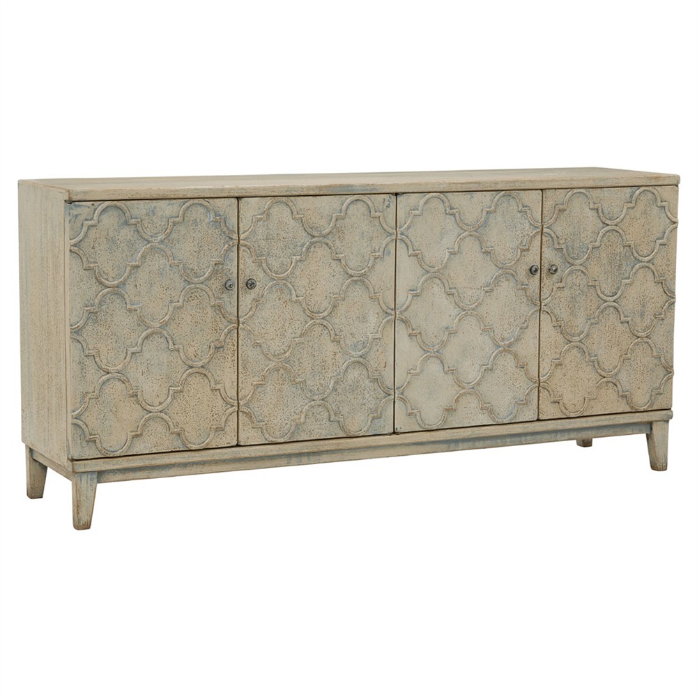 Raine French Country Blue Distressed Reclaimed Pine Wood Sideboard|