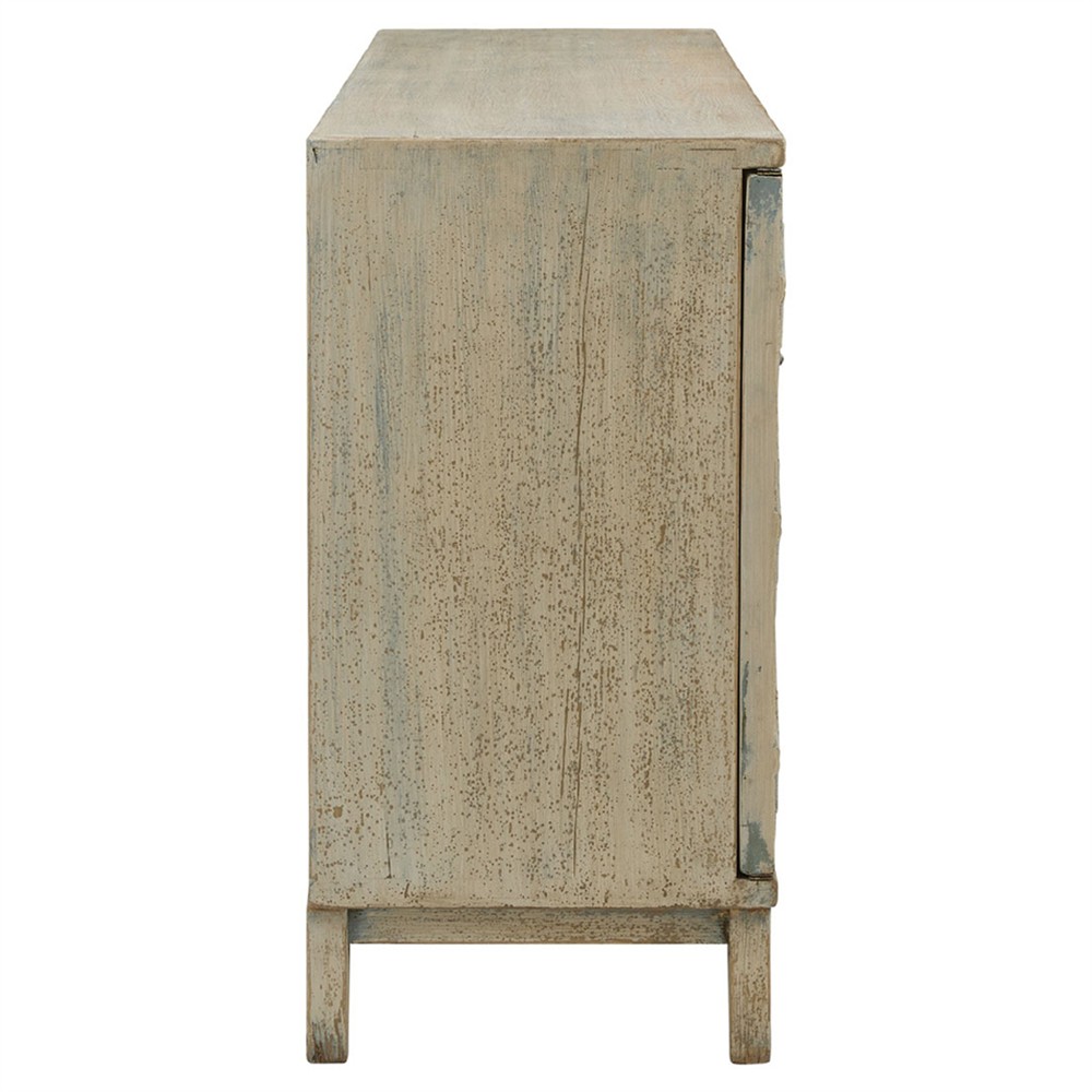 Raine French Country Blue Distressed Reclaimed Pine Wood Sideboard|