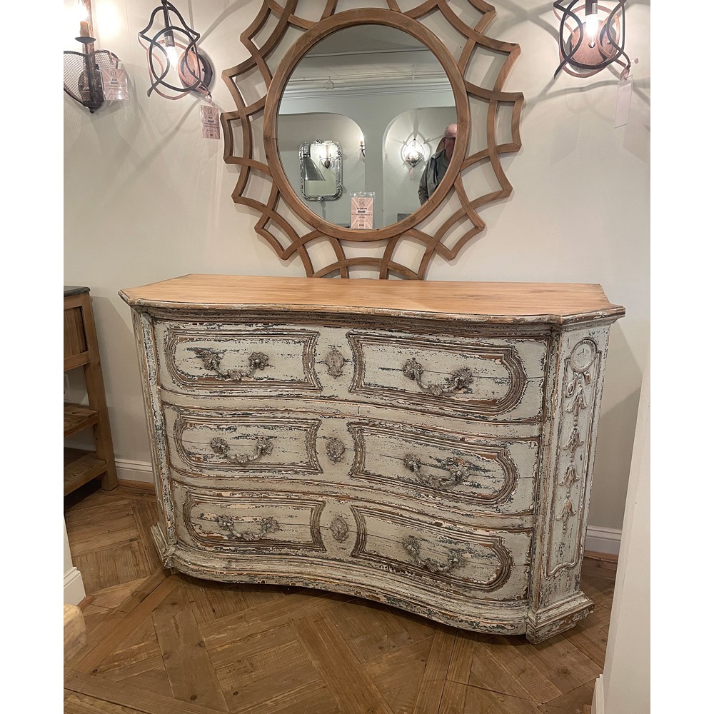 Arlo French Country Distressed Cream Reclaimed Pine Wood Dresser