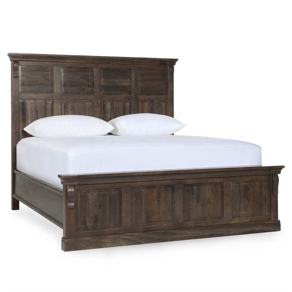 Melany French Country Cocoa Brown Mango Wooden Bed - King|