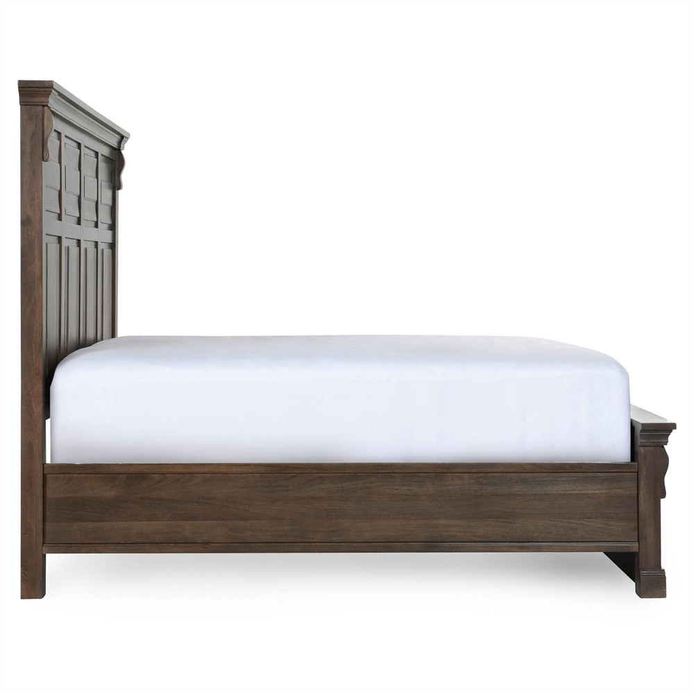 Melany French Country Cocoa Brown Mango Wooden Bed - King|