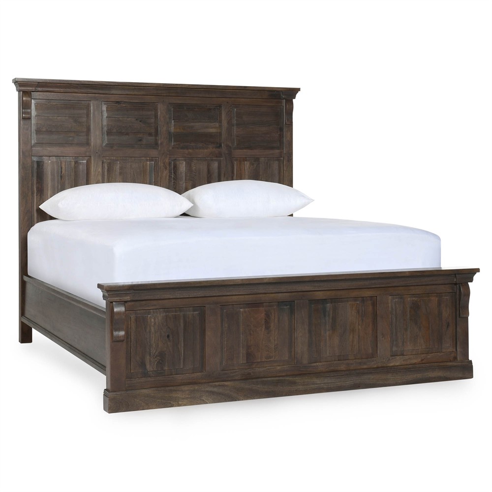 Melany French Country Cocoa Brown Mango Wooden Bed - Queen|