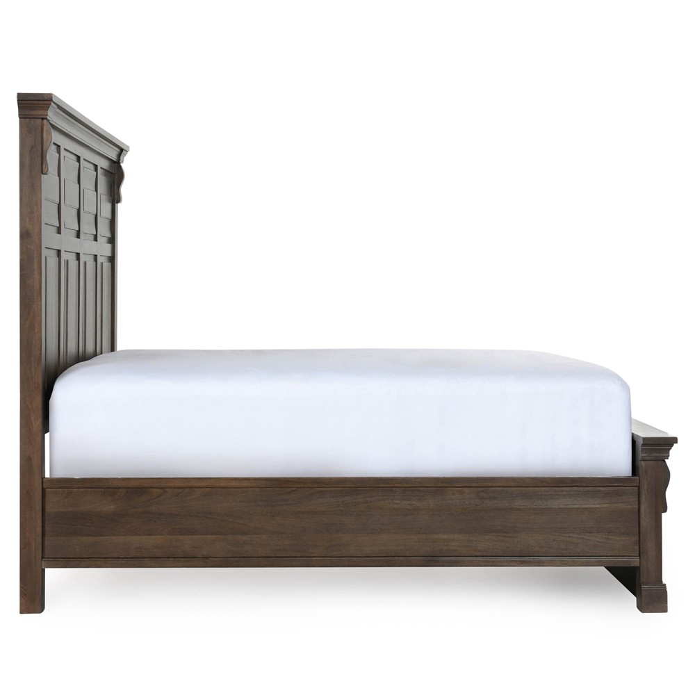 Melany French Country Cocoa Brown Mango Wooden Bed - Queen|