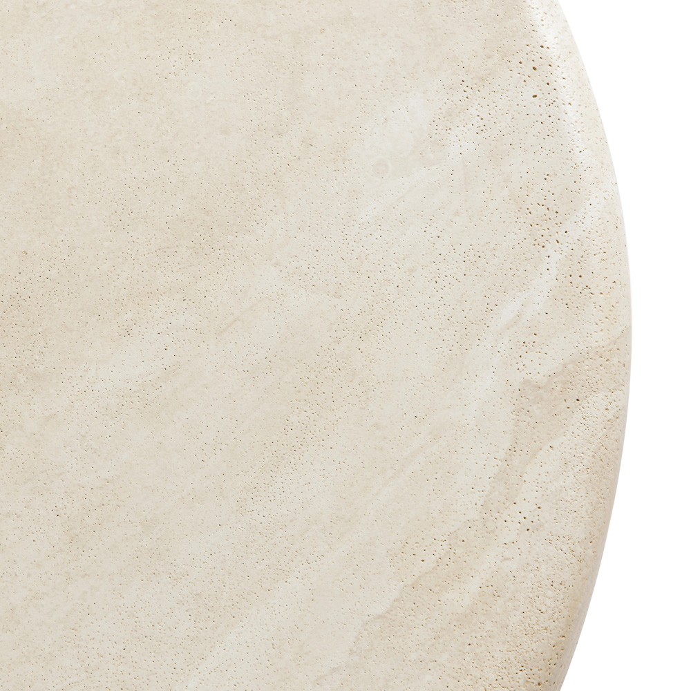 Brittny Modern Classic Beige Faux Travertine Round Outdoor Coffee Table|