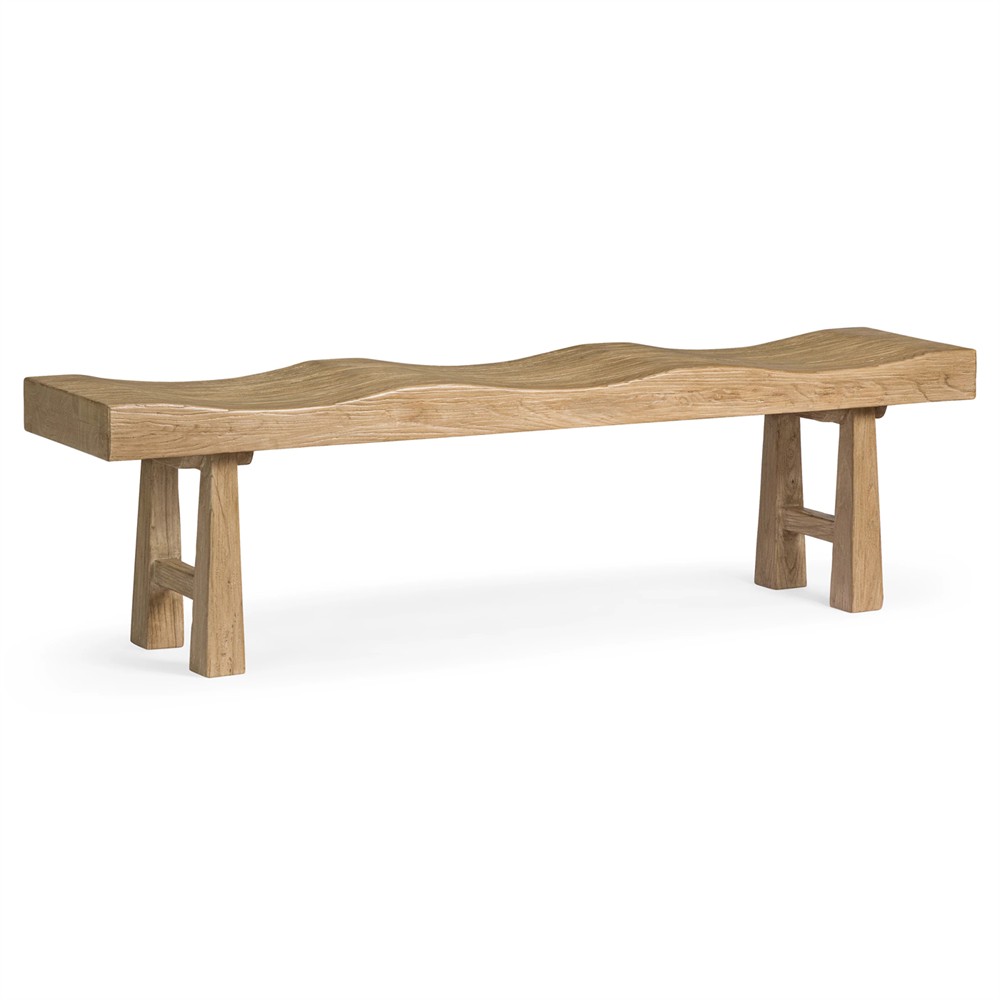 Kellan Modern Classic Brown Reclaimed Elm Wood Entryway Bench|