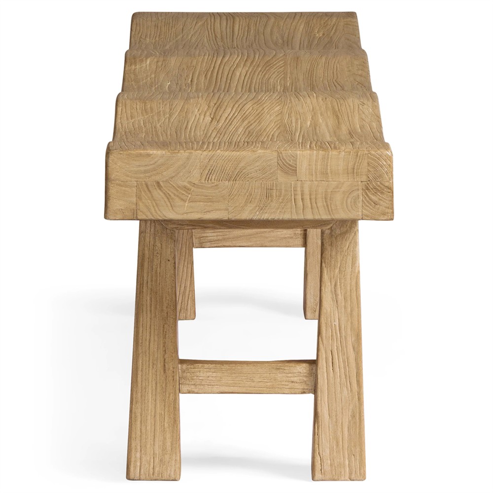 Kellan Modern Classic Brown Reclaimed Elm Wood Entryway Bench|