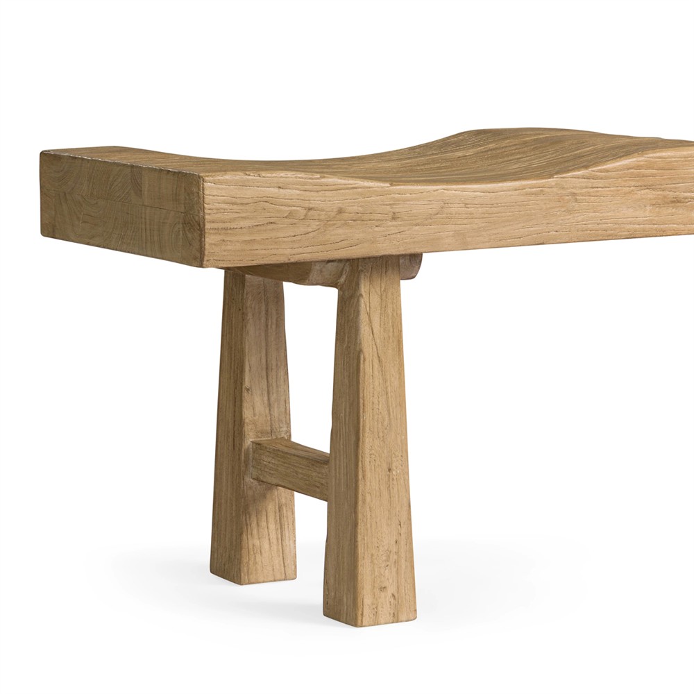 Kellan Modern Classic Brown Reclaimed Elm Wood Entryway Bench|