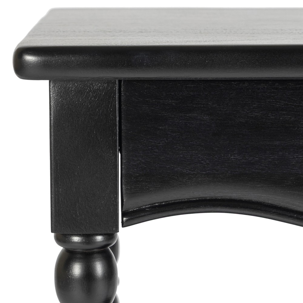 Thomas Updated Traditional Black Acacia Wood Spindle Nightstand|