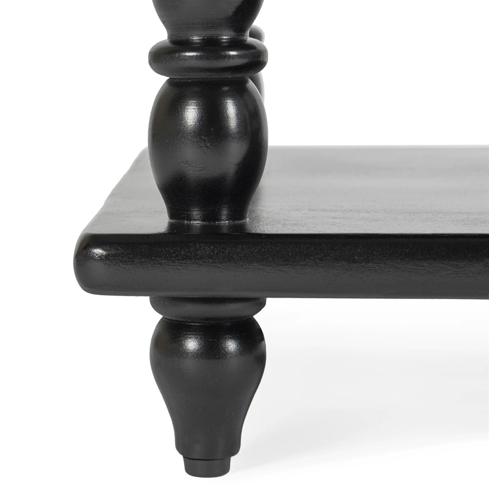 Thomas Updated Traditional Black Acacia Wood Spindle Nightstand|