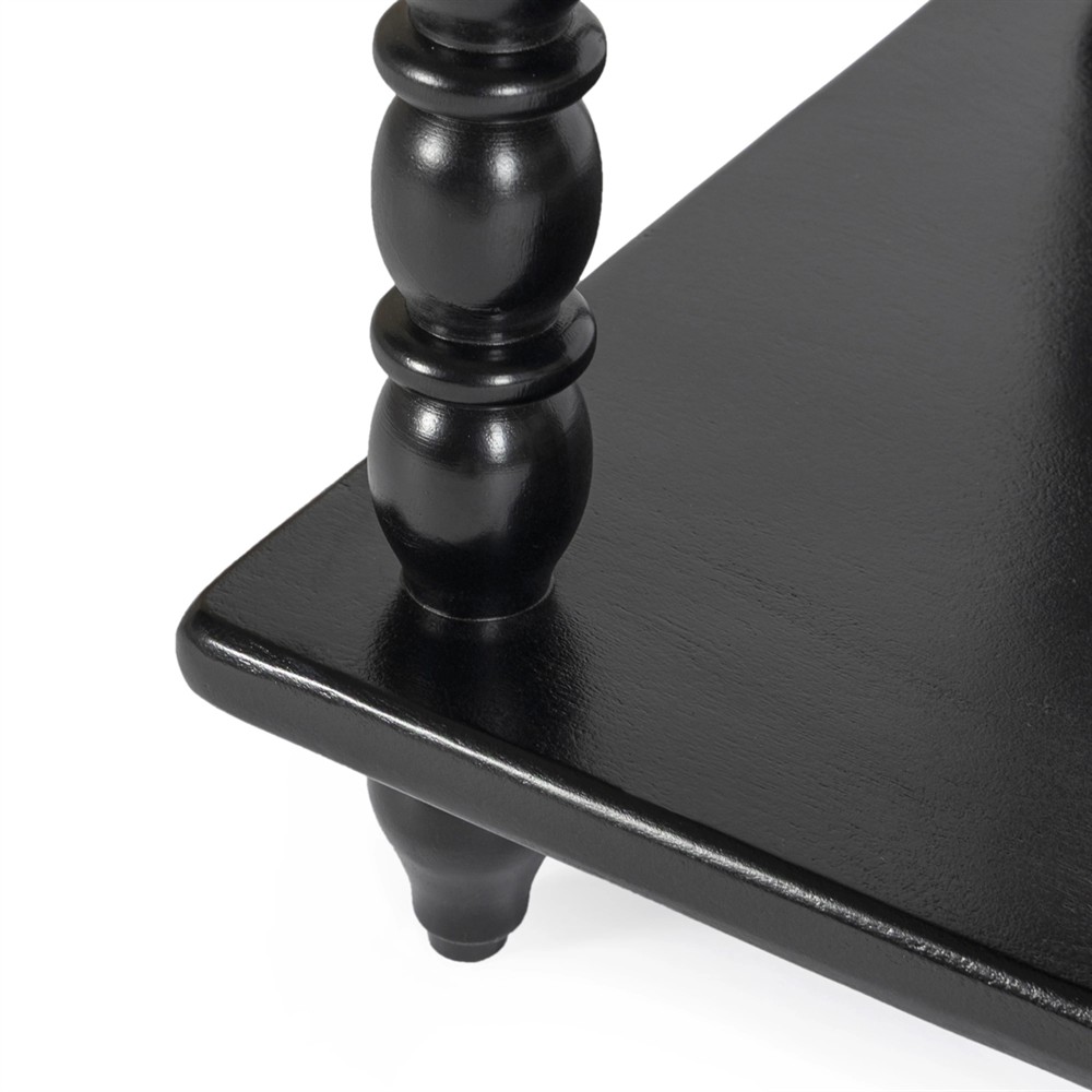 Thomas Updated Traditional Black Acacia Wood Spindle Nightstand|